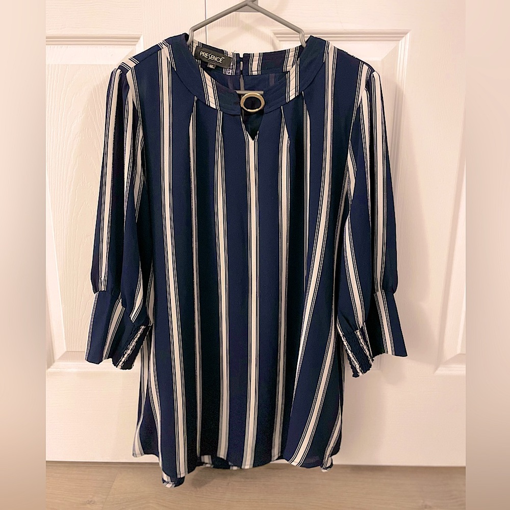 Stripped blue plus size top